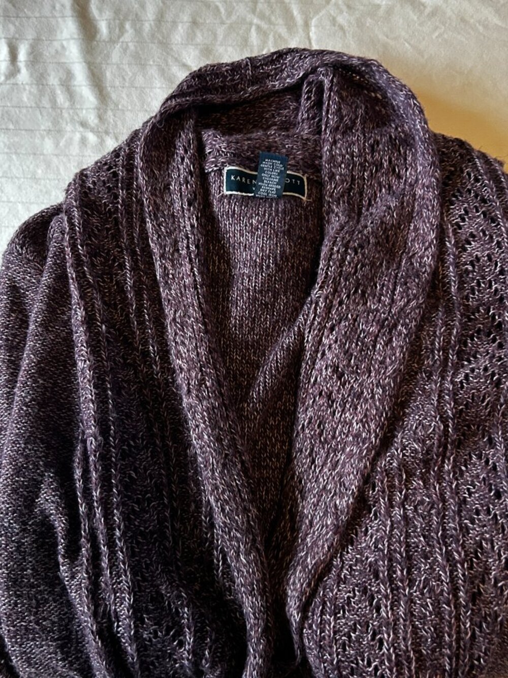 Karen Scott Purple Marled Shawl Collar Cardigan 2X